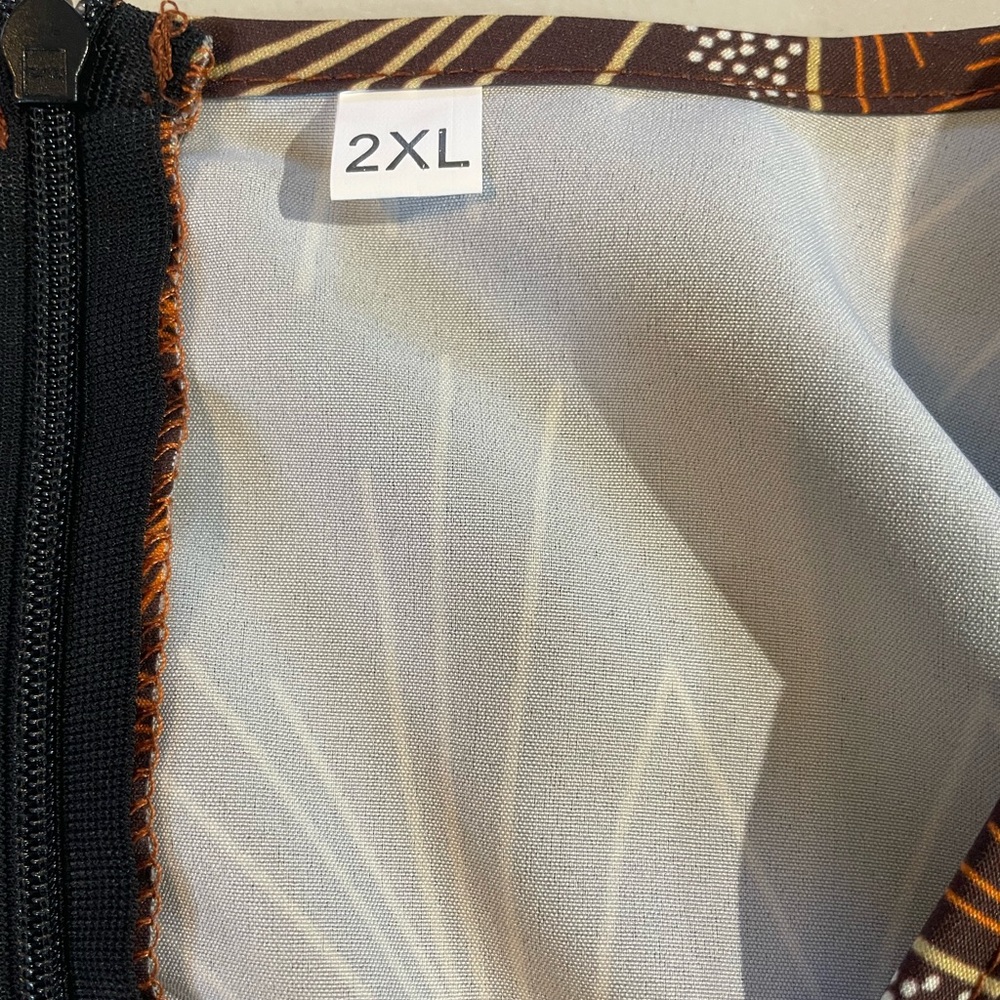 Source Unknown Asymmetrical 2X Dress in Brown and Blue GUC - Picture 6 of 6